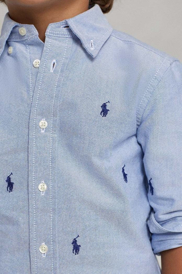 Παιδικό βαμβακερό πουκάμισο Polo Ralph Lauren μπλε 322878876001