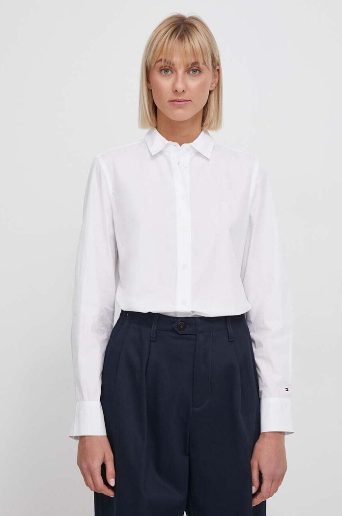 Košile Tommy Hilfiger hladký bílá WW0WW40543