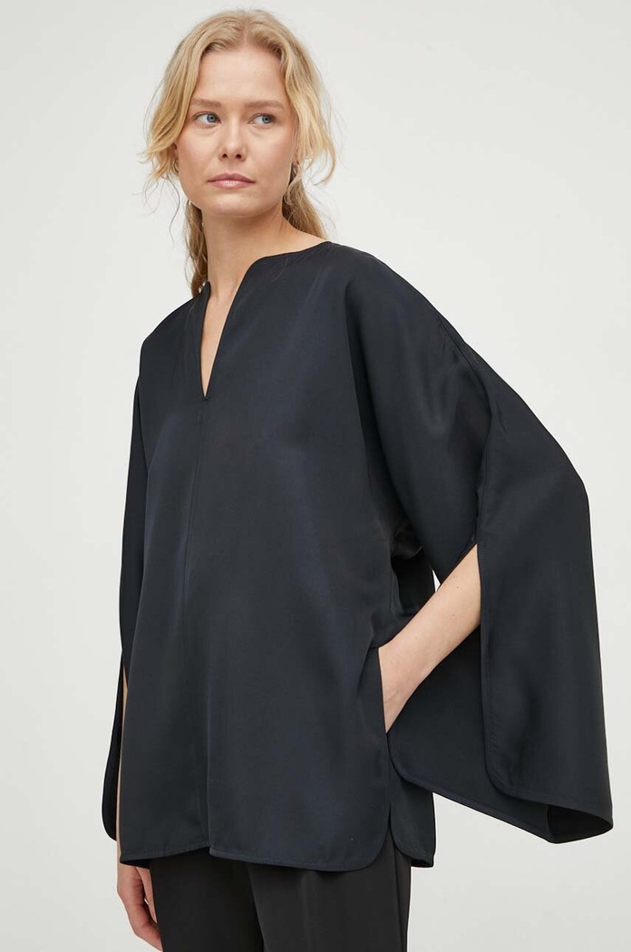 By Malene Birger bluza Q71875020Z negru AW24