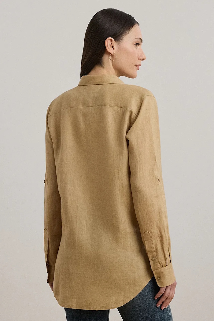 Lauren Ralph Lauren košile dámská lněná 200782777 béžová SS26