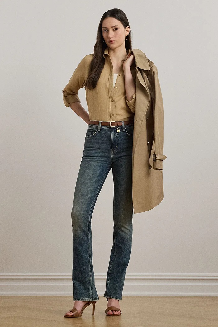 Oblečení Lauren Ralph Lauren košile dámská lněná 200782777 béžová
