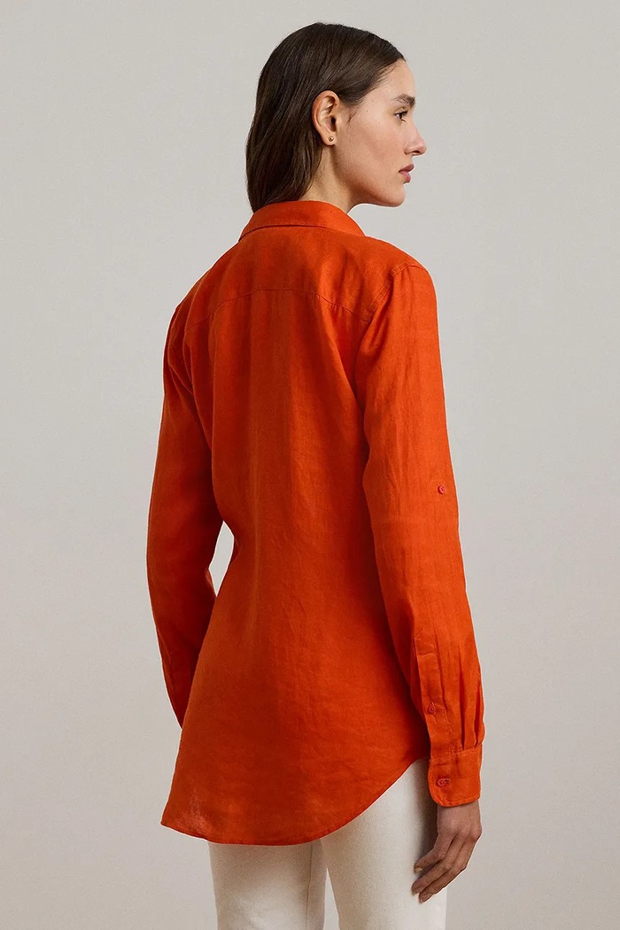 Lauren Ralph Lauren koszula damska lniana 200782777 pomarańczowy SS26