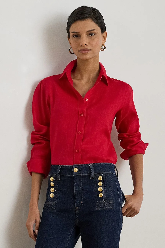 Lauren Ralph Lauren női vászon ing piros 200782777