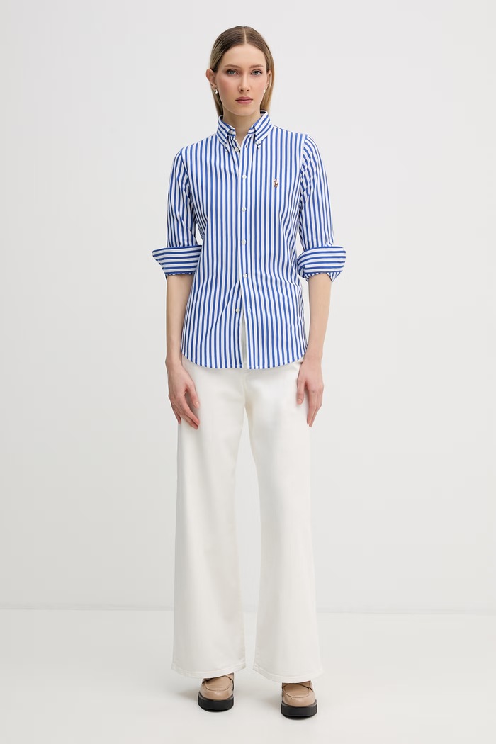 Polo Ralph Lauren риза дамска от памук 211910131 син SS26