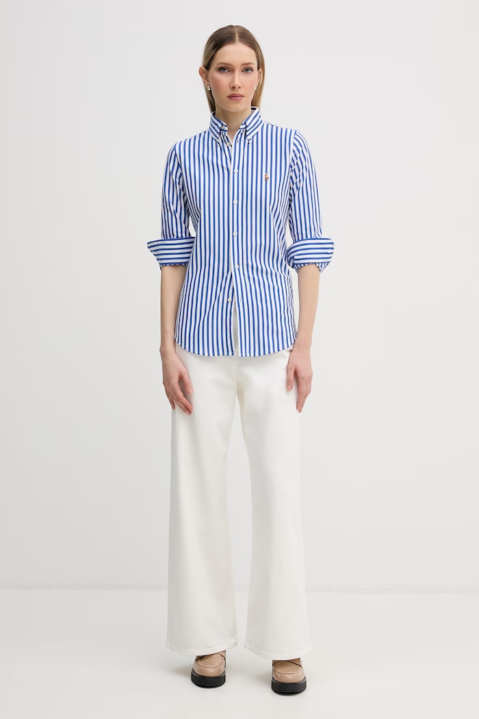 Polo Ralph Lauren риза дамска от памук 211910131 син SS26