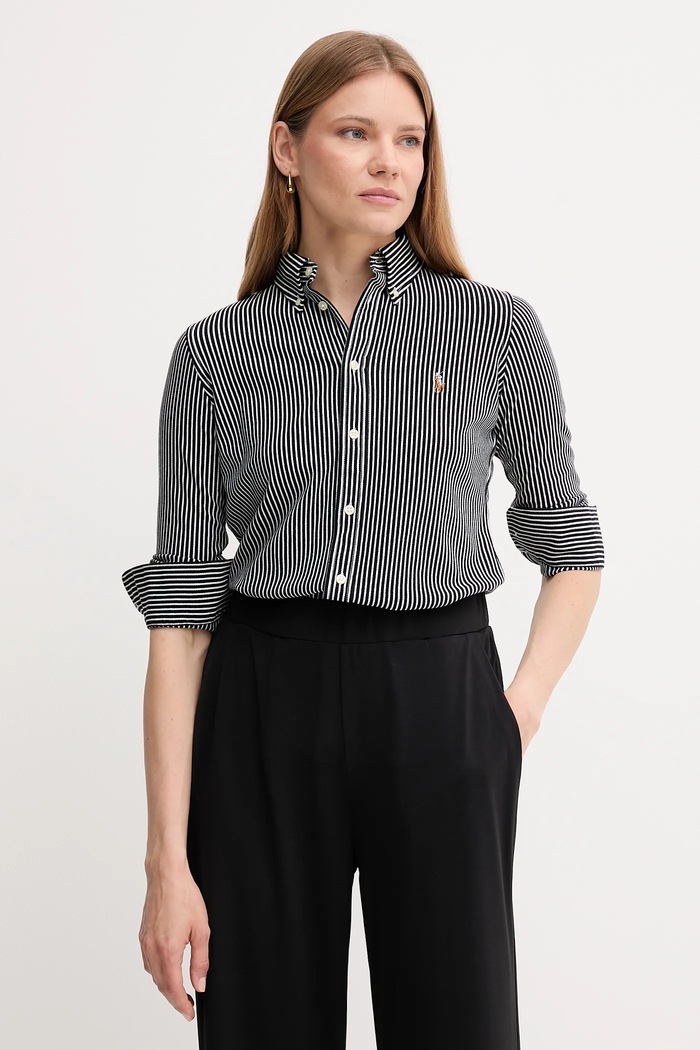 Polo Ralph Lauren cămașă pentru femei din bumbac negru 211910131