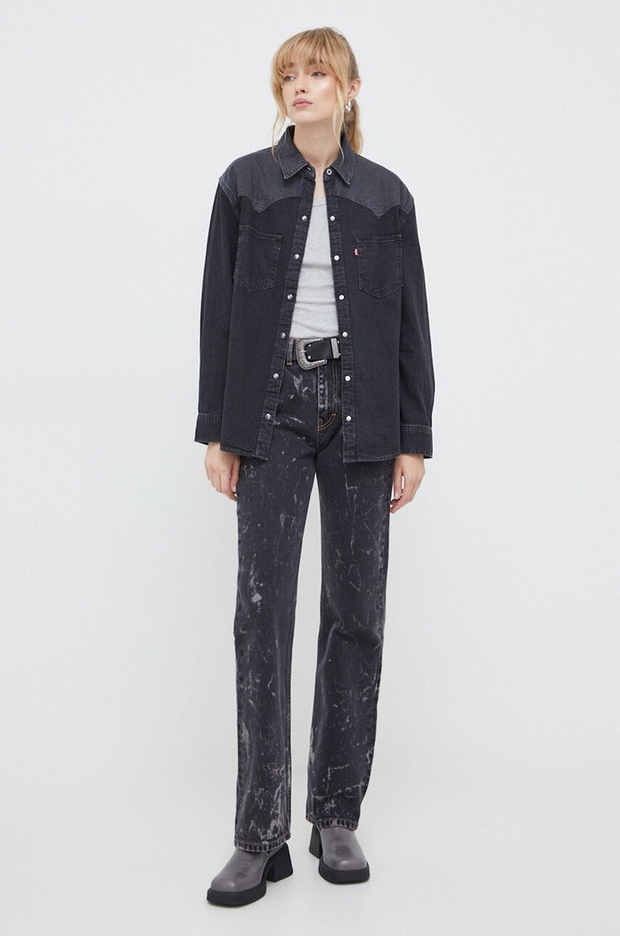 Τζιν πουκάμισο Levi's A7244 μαύρο AA00