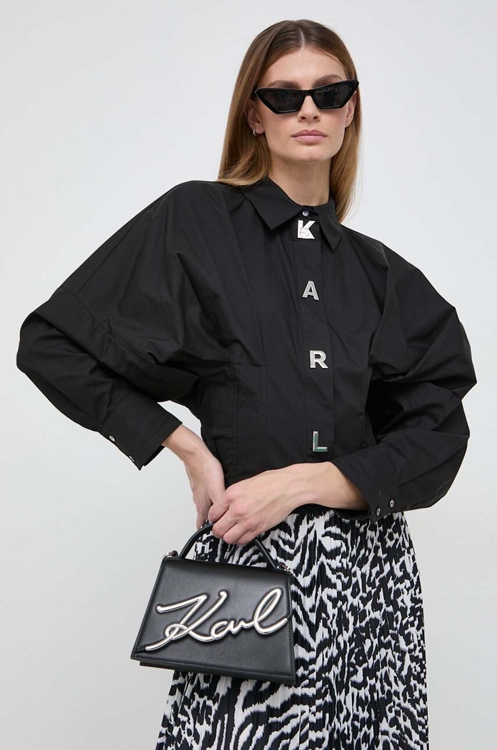 Karl Lagerfeld koszula bawełniana bawełna czarny 240W1602