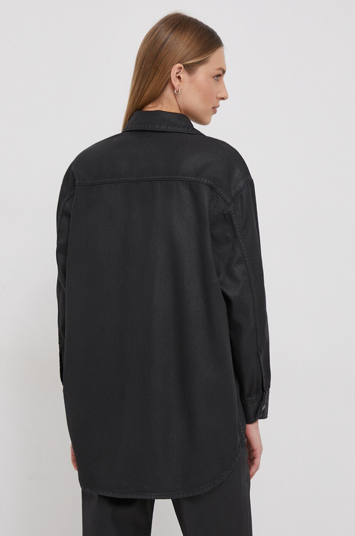 Odzież Pepe Jeans koszula bawełniana ALIX COATED PL304729 czarny