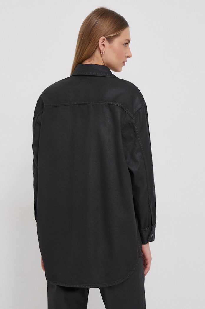 Odzież Pepe Jeans koszula bawełniana ALIX COATED PL304729 czarny