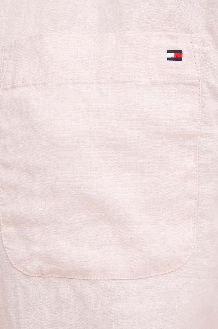 Ľanová košeľa Tommy Hilfiger WW0WW41392 ružová