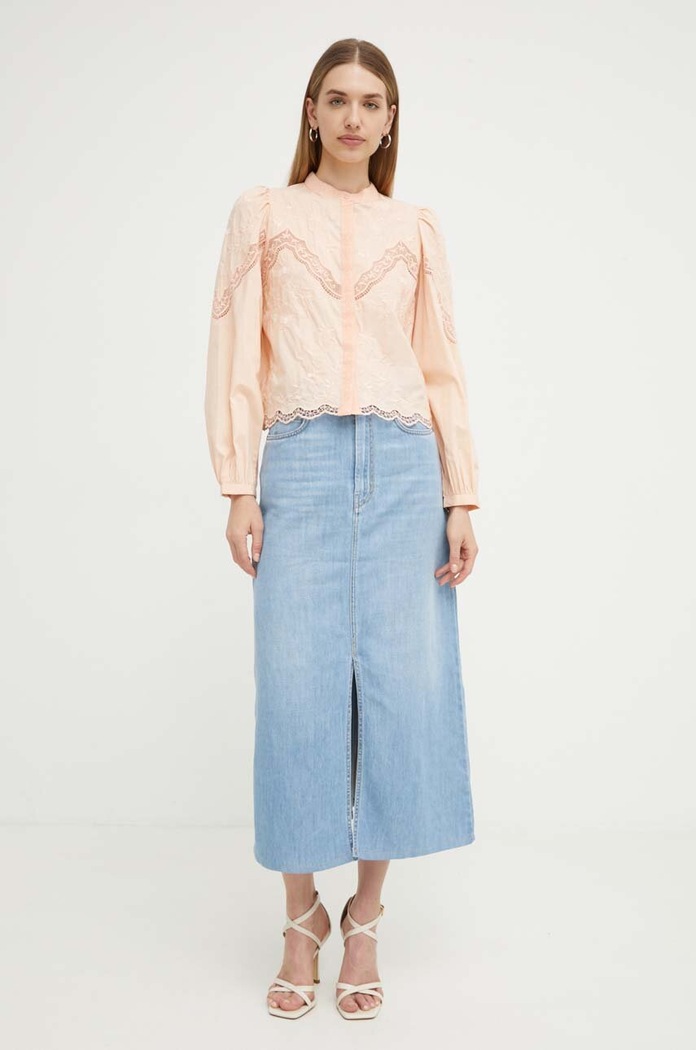 Bavlnená košeľa Twinset 241TT2081 oranžová SS24
