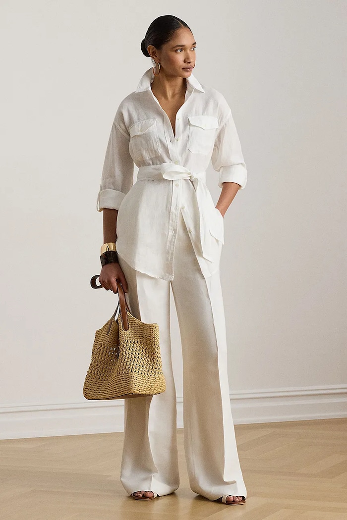 Odzież Lauren Ralph Lauren koszula lniana 200786629 biały