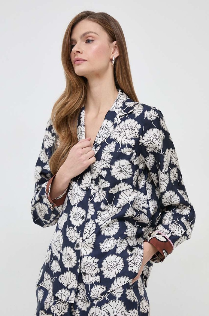 Weekend Max Mara koszula jedwabna regular granatowy 2415111101600