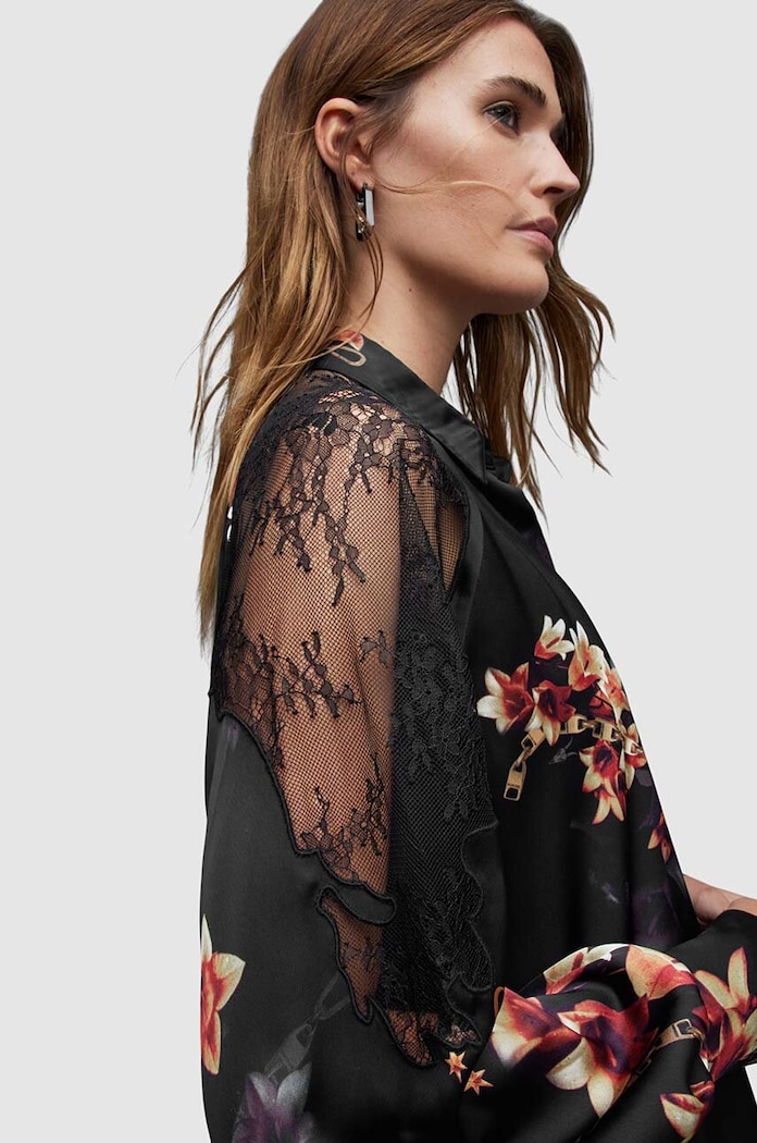 AllSaints Koszula z jedwabiem Oana WH042Z czarny SS24