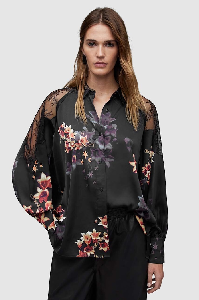 Odzież AllSaints Koszula z jedwabiem Oana WH042Z czarny