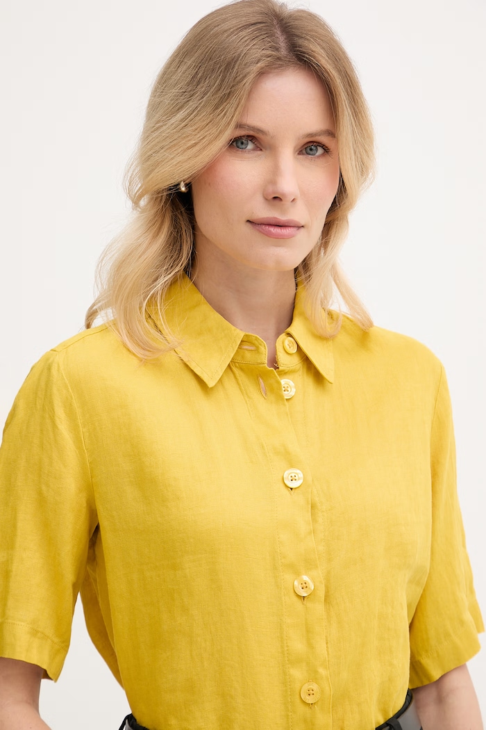 United Colors of Benetton košeľa dámska ľanová žltá 5BML5QB75