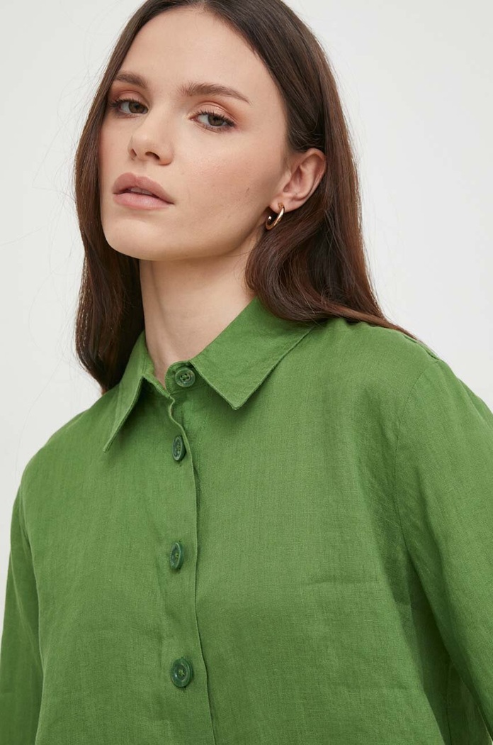 United Colors of Benetton koszula damska lniana zielony 5BML5QB75