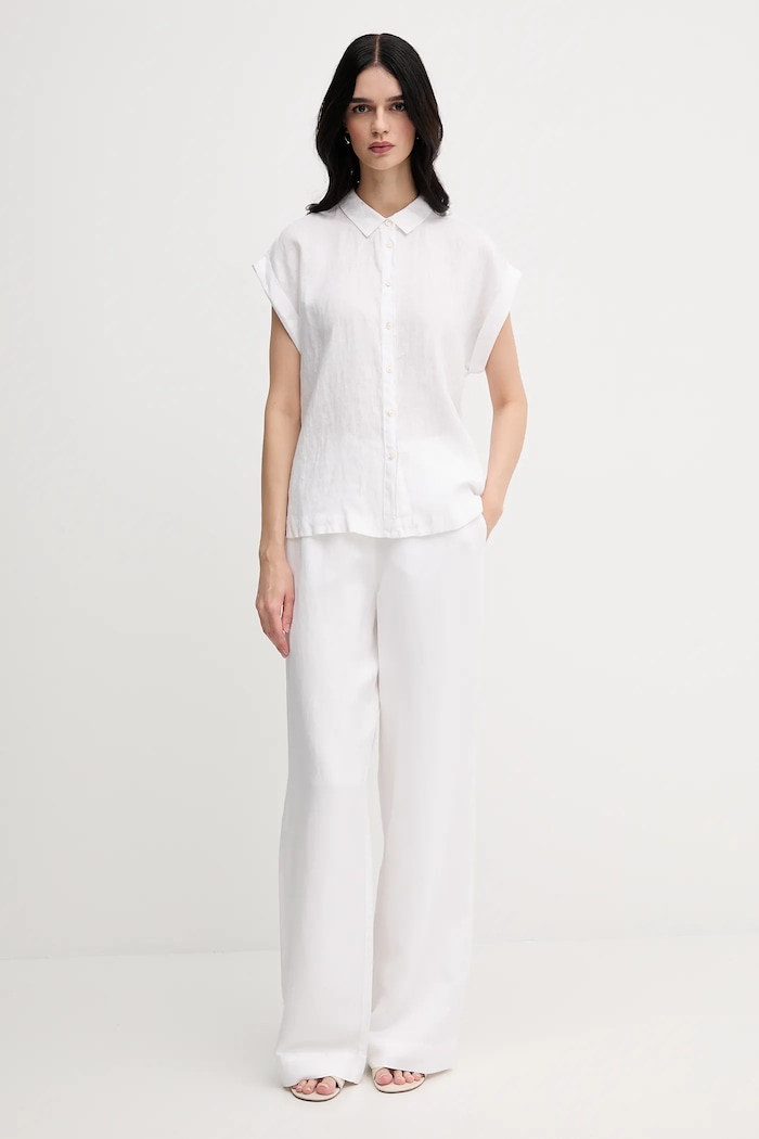 United Colors of Benetton camasa de in 5BMLDQ06V alb SS25