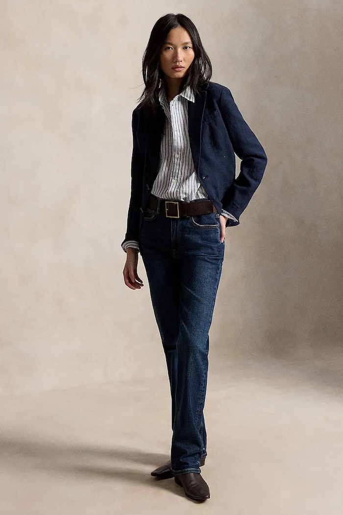 Odzież Polo Ralph Lauren koszula damska lniana 211935130 granatowy