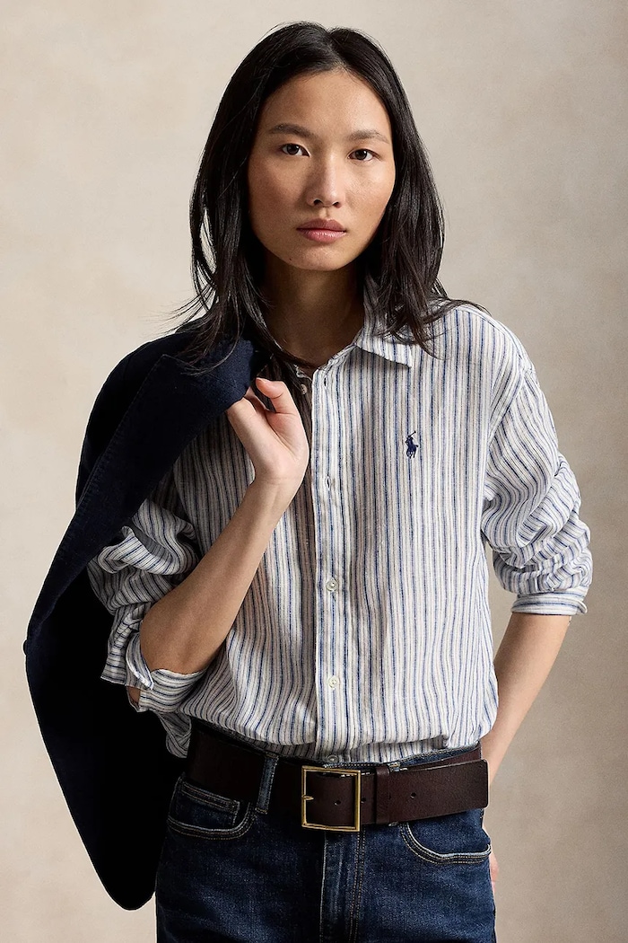 Polo Ralph Lauren koszula damska lniana 211935130 granatowy