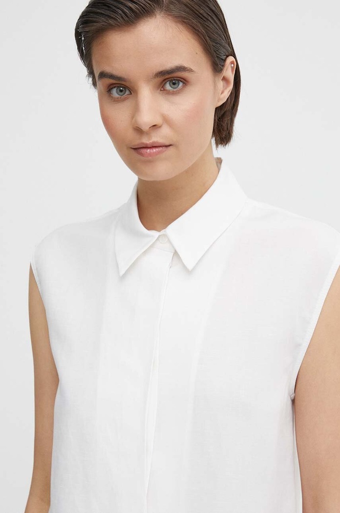 Košile s příměsí lnu Calvin Klein béžová K20K206696