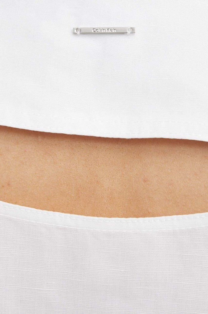 Košile s příměsí lnu Calvin Klein K20K206696 béžová