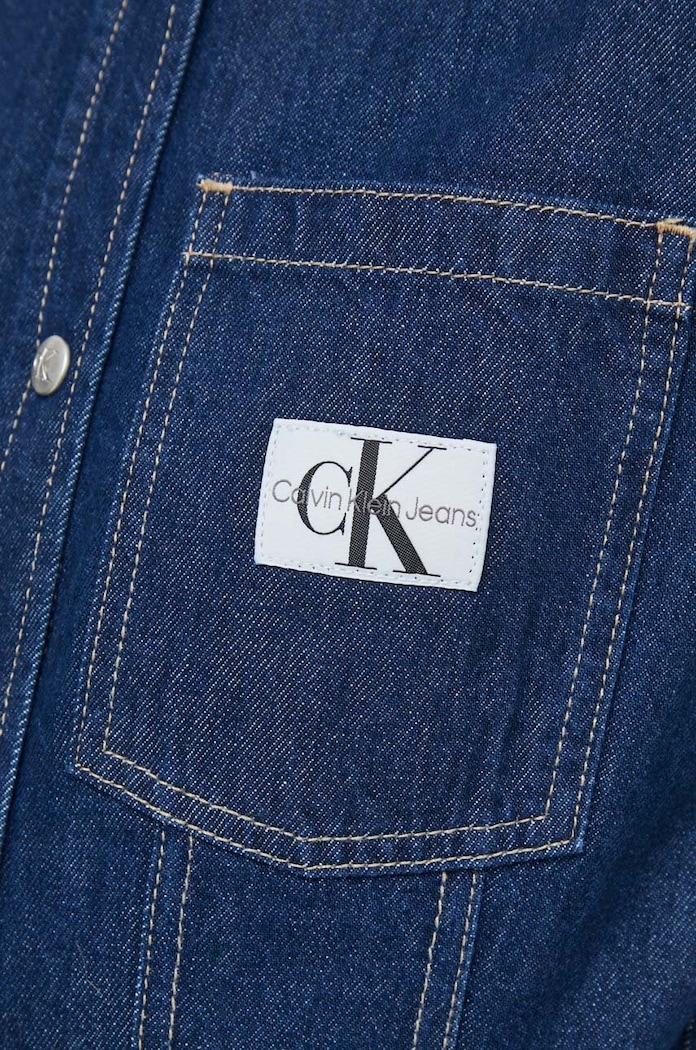 Calvin Klein Jeans koszula jeansowa J20J222825 granatowy