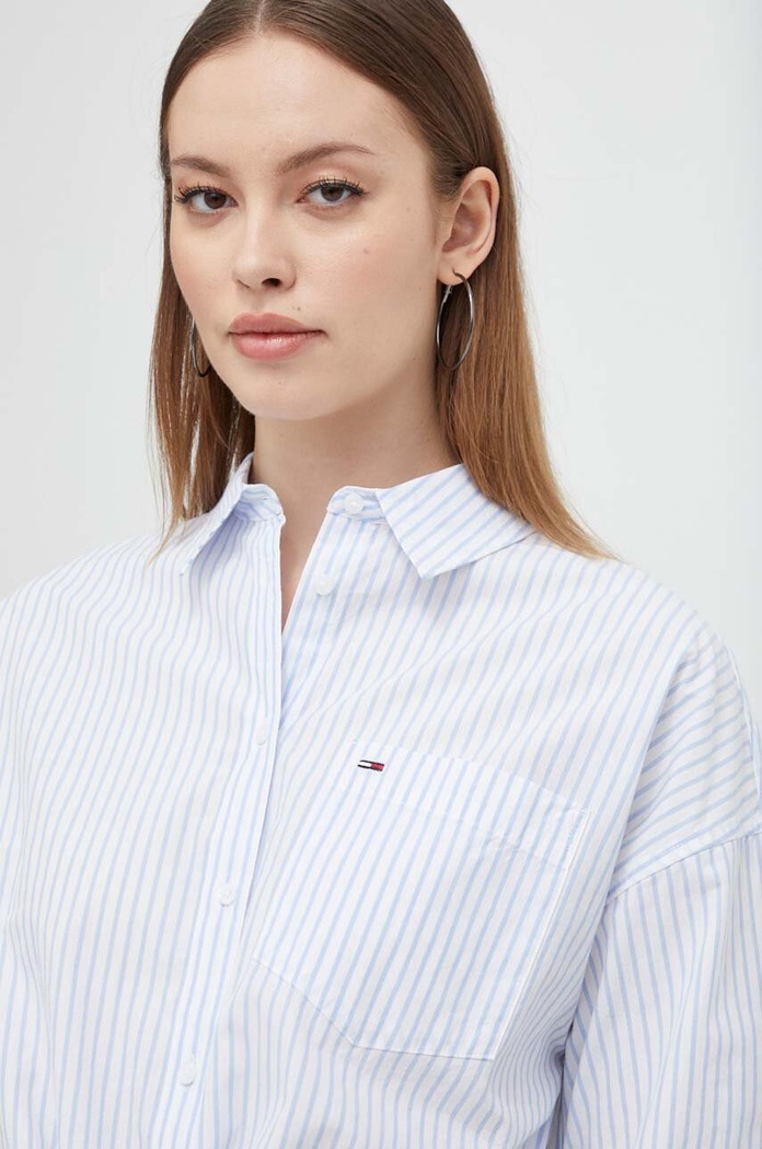 Bavlněná košile Tommy Jeans modrá DW0DW17809