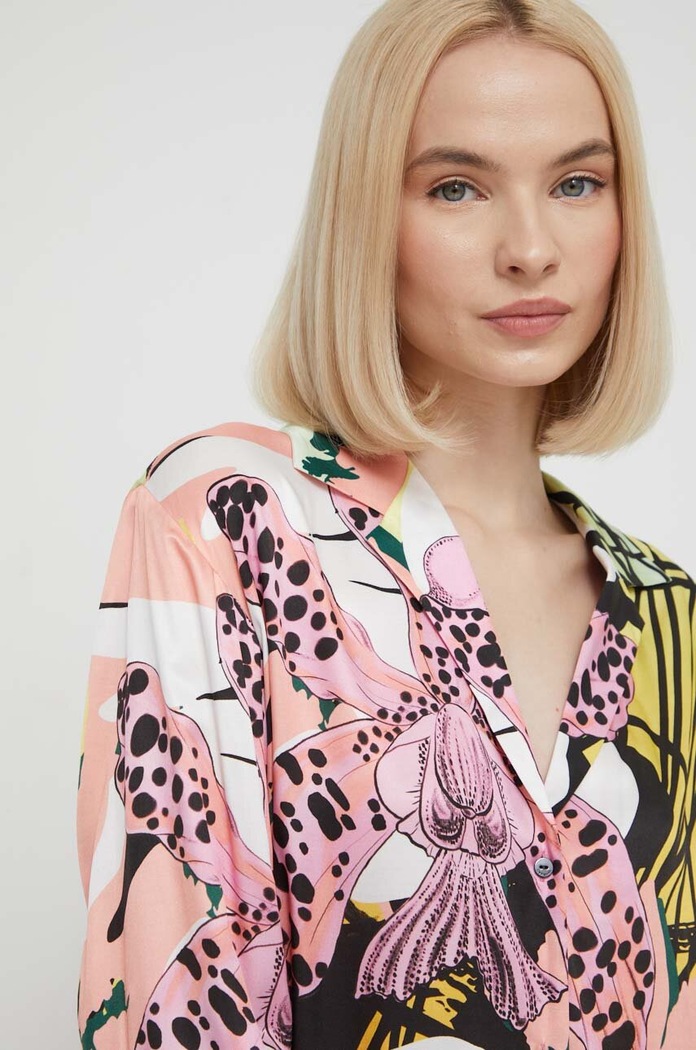 Îmbrăcăminte Desigual camasa din amestec de matase 24SWCW34 multicolor