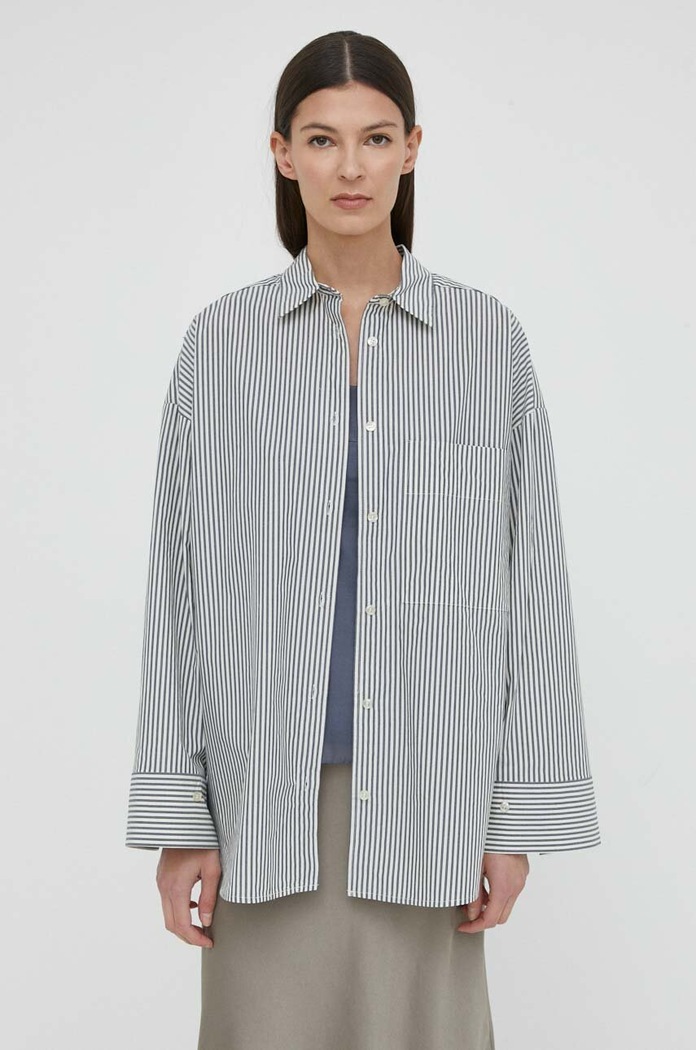 Bavlněná košile By Malene Birger Q72416004 námořnická modř SS24