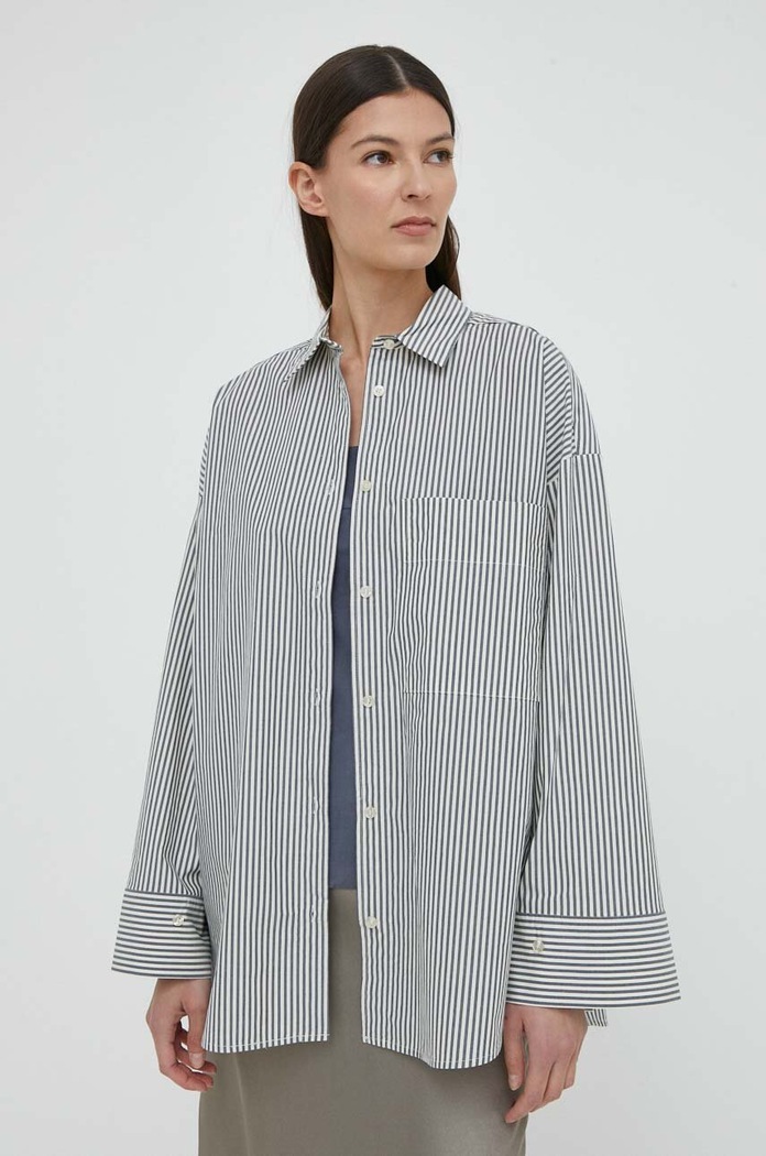 Bavlněná košile By Malene Birger námořnická modř Q72416004