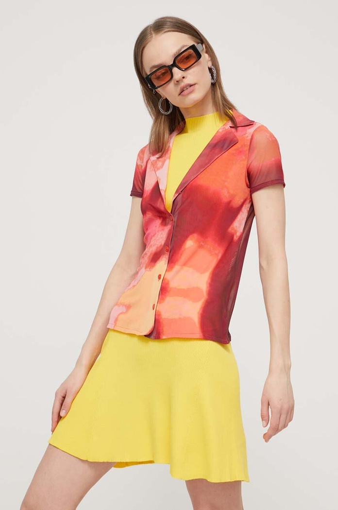 Desigual koszula NEREA wzorzyste pomarańczowy 24SWTKA9