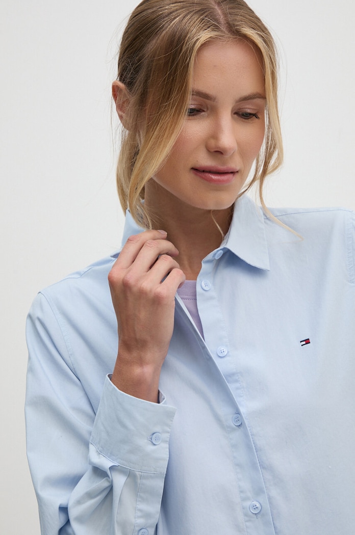 Памучна риза Tommy Hilfiger син WW0WW43344