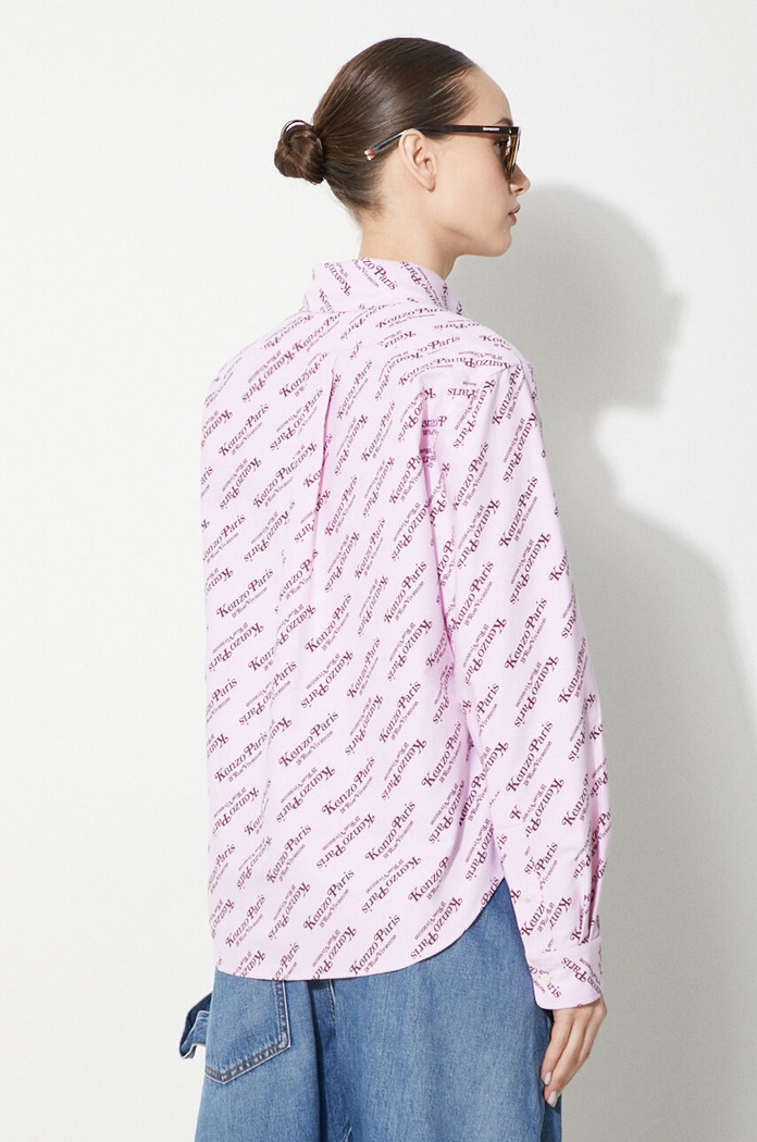 Oblečení Bavlněná košile Kenzo Printed Slim Fit Shirt FE52CH0879D2.30 růžová