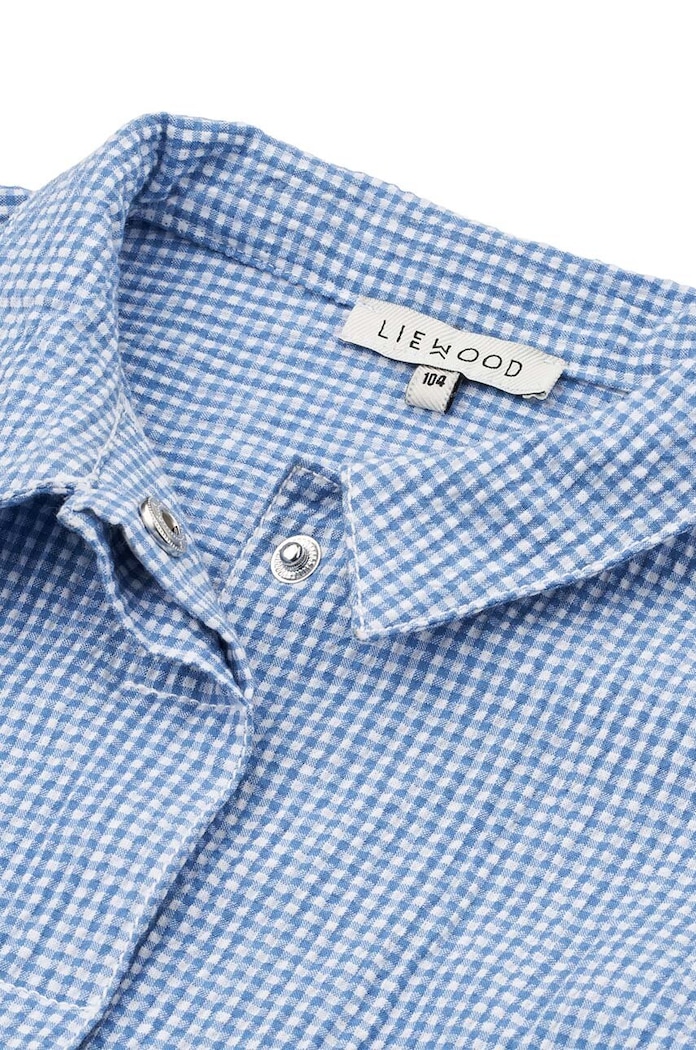Liewood gyerek ing pamutból Kory Seersucker Check Shirt kék LW18767