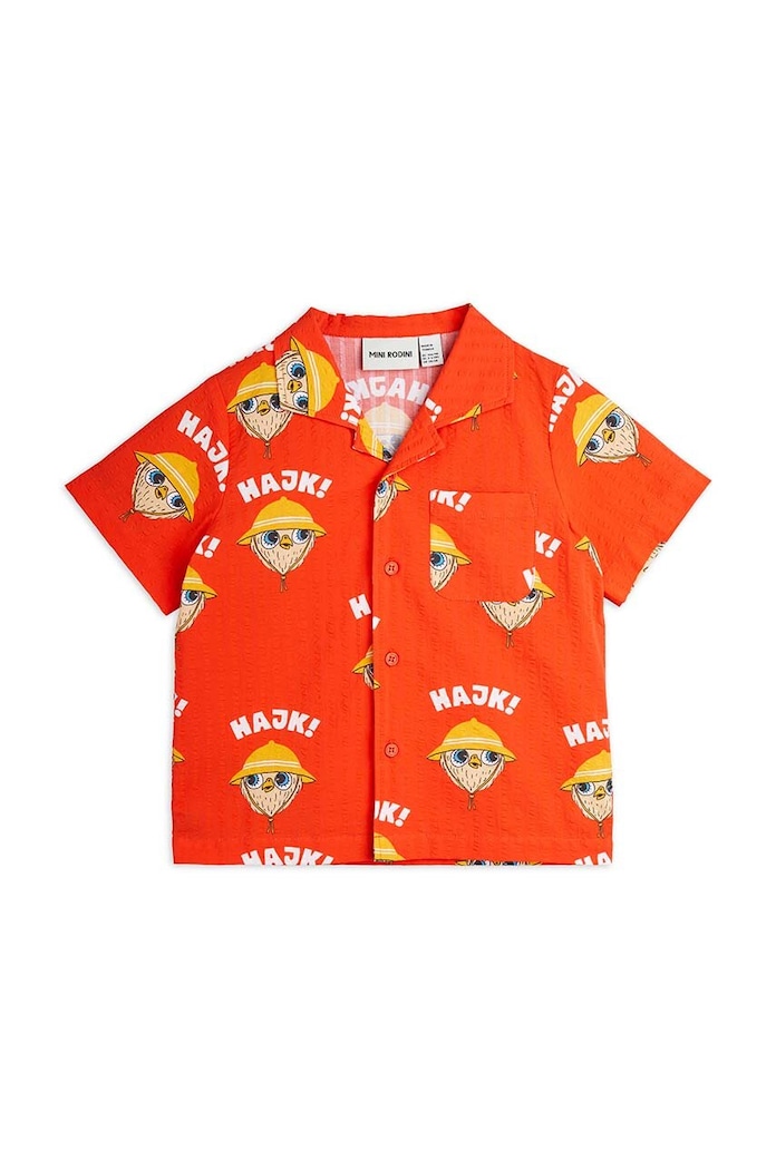 Mini Rodini Cămașă de bumbac pentru copii Hike 2422010142 rosu SS24