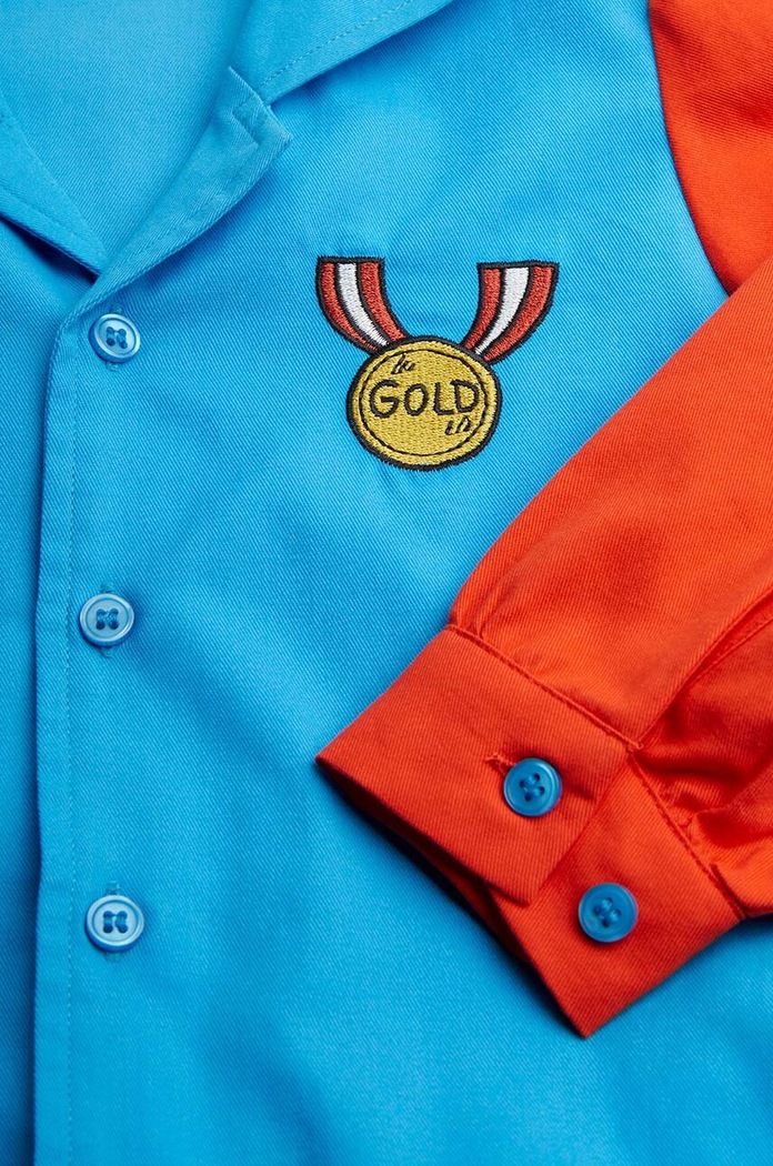 Chlapec Detská bavlnená košeľa Mini Rodini Medal 2422010300 modrá