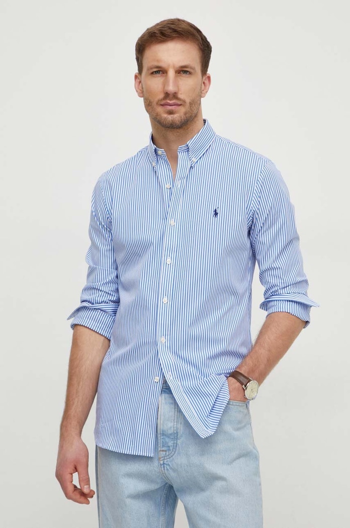 Polo Ralph Lauren koszula bawełniana z elastanem męska z elastanem niebieski 710929344