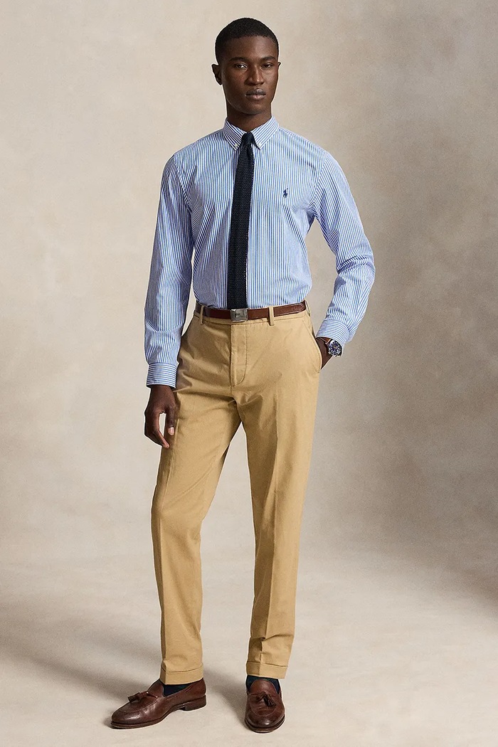 Îmbrăcăminte Polo Ralph Lauren cămașă pentru bărbați din bumbac cu elastan 710929344 albastru