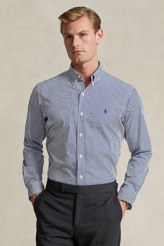 Polo Ralph Lauren koszula męska bawełniana z elastanem granatowy 710929344
