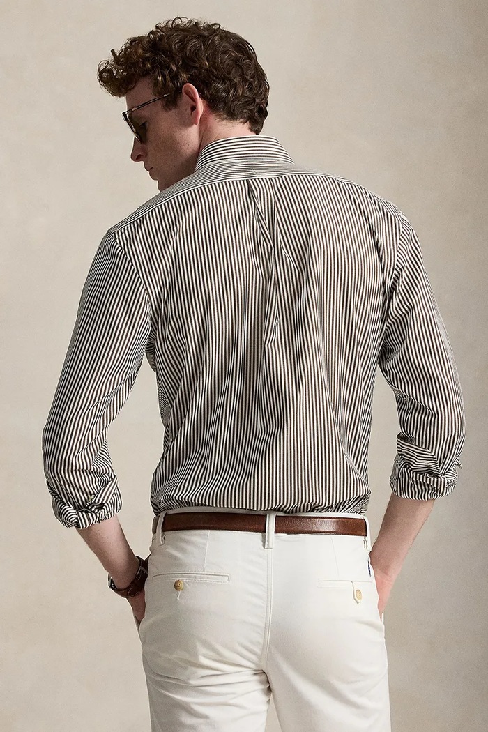 Polo Ralph Lauren koszula męska bawełniana z elastanem 710929344 brązowy AW25