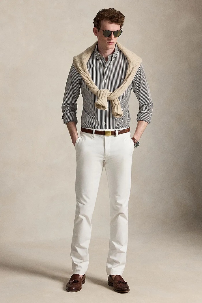 Odzież Polo Ralph Lauren koszula męska bawełniana z elastanem 710929344 brązowy