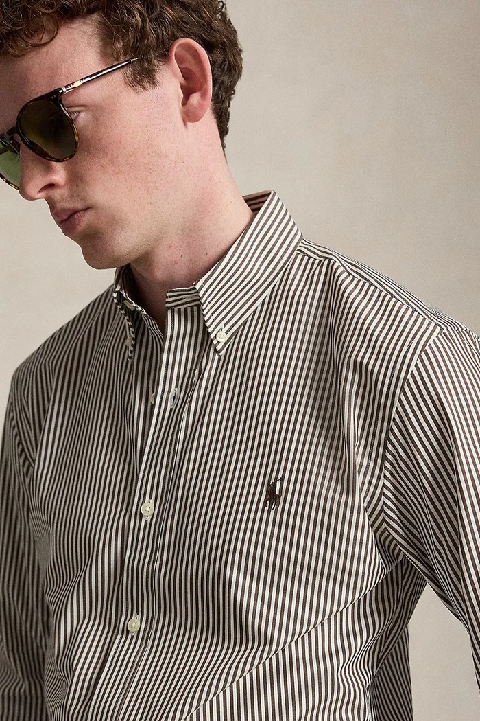 Polo Ralph Lauren koszula męska bawełniana z elastanem 710929344 brązowy