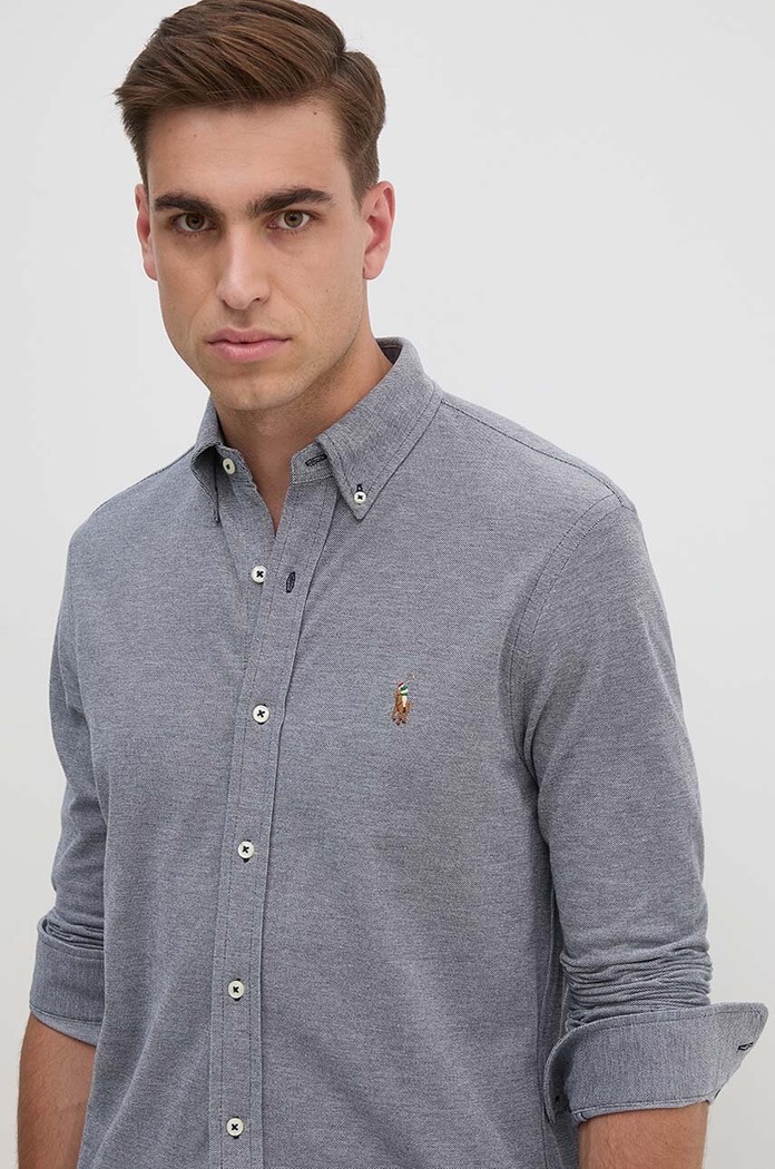 Памучна риза Polo Ralph Lauren 710932545 тъмносин