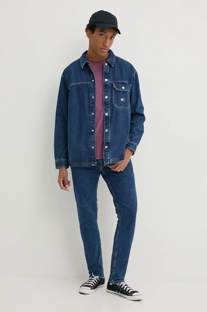 Tommy Jeans koszula jeansowa DM0DM18328 granatowy AW24