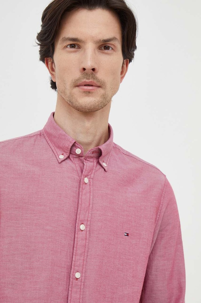 Košile Tommy Hilfiger slim burgundské MW0MW33782