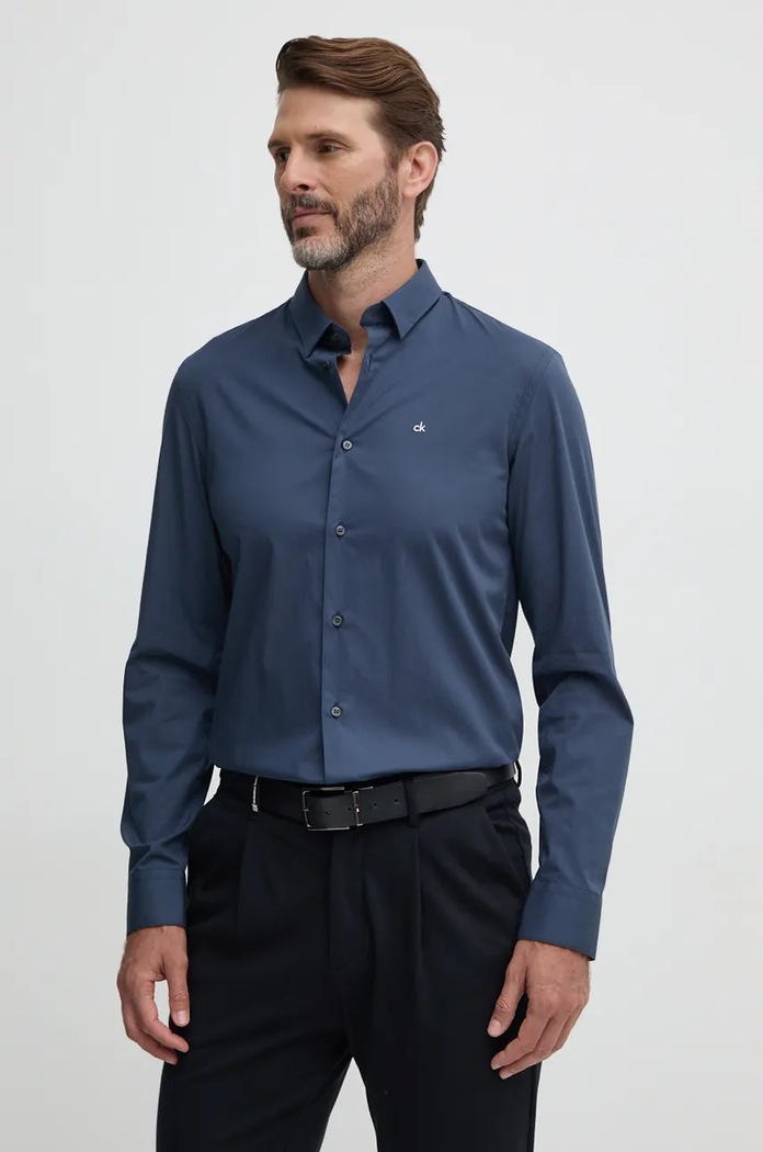 Košile Calvin Klein slim tyrkysová K10K110856