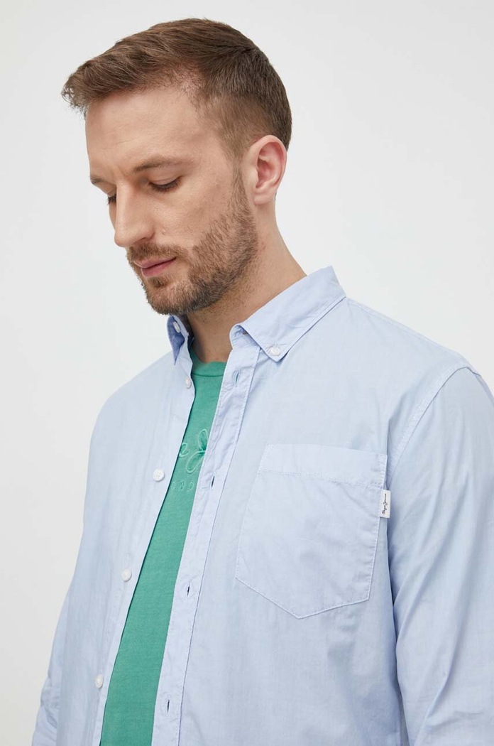 Pepe Jeans camasa din bumbac Prince albastru PM308270