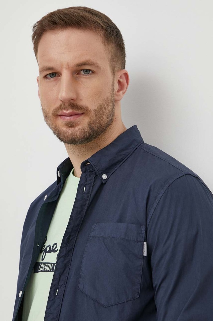 Βαμβακερό πουκάμισο Pepe Jeans Prince PRINCE σκούρο μπλε PM308270